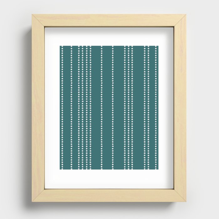 Ethnic Spotted Stripes in Teal Recessed Framed Print
