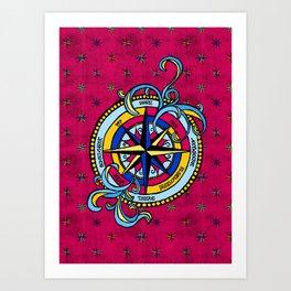 Choose Your Adventure Compass Rose - Red Art Print