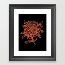 Elegant Flowers Floral Nature Black Orange Framed Art Print