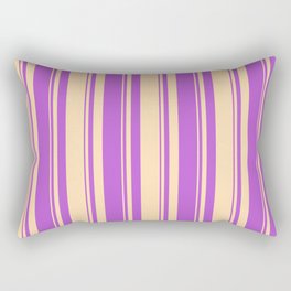 [ Thumbnail: Tan & Orchid Colored Stripes Pattern Rectangular Pillow ]