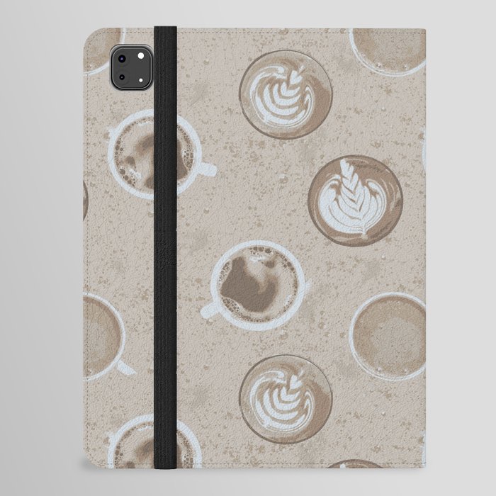 But First, Coffee Latte Art Caffeinated Pattern iPad Folio Case