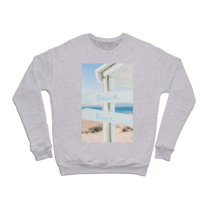 Happy Beach Vibes | Fine-Art Travel Photography | White Sand | Wooden Deck | Wanderlust | Portugal Crewneck Sweatshirt
