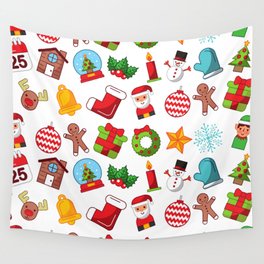 Christmas Icons Pattern Background Wall Tapestry