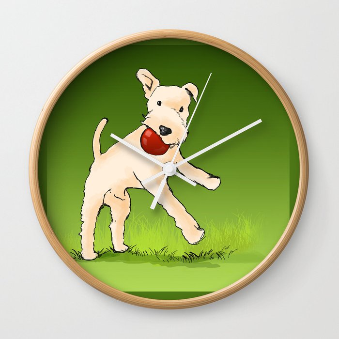 Terrier playing with ball Wall Clock
