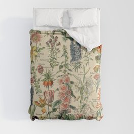French Vintage Flowers Chart Adolphe Millot Fleurs Larousse Pour Tous Funky Cozy Boho Maximalist Comforter