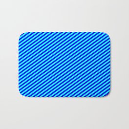 [ Thumbnail: Aqua & Blue Colored Pattern of Stripes Bath Mat ]