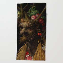 Four Seasons in One Head, 1590 by Giuseppe Arcimboldo Beach Towel