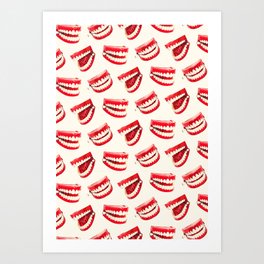 Chatter Teeth Pattern - White Art Print