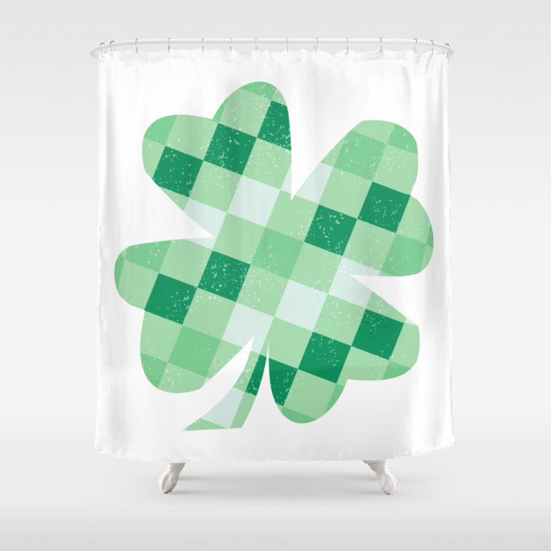 Checd Shamrock Four Leaf Clover St Patrick S Day Shower Curtain