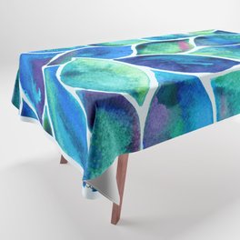 Blue-green Watercolor Leaves Tablecloth