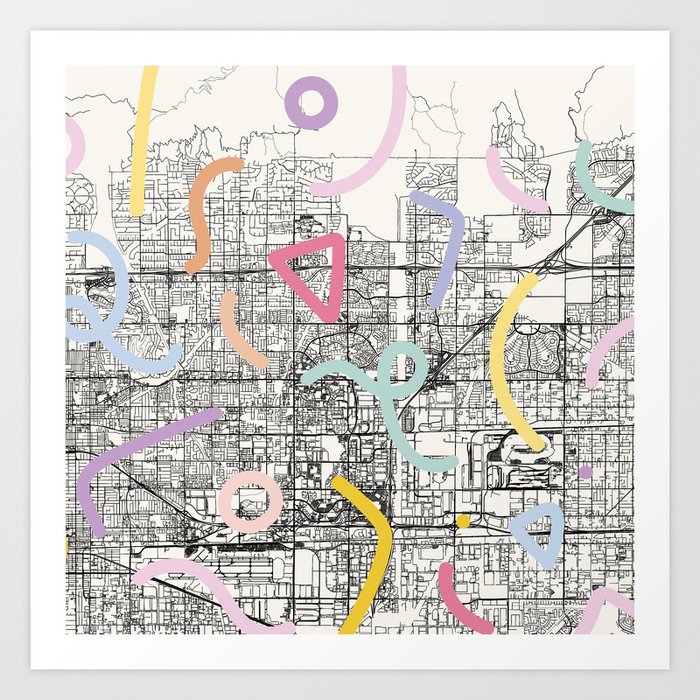 Rancho Cucamonga - USA. City Map Collage Art Print