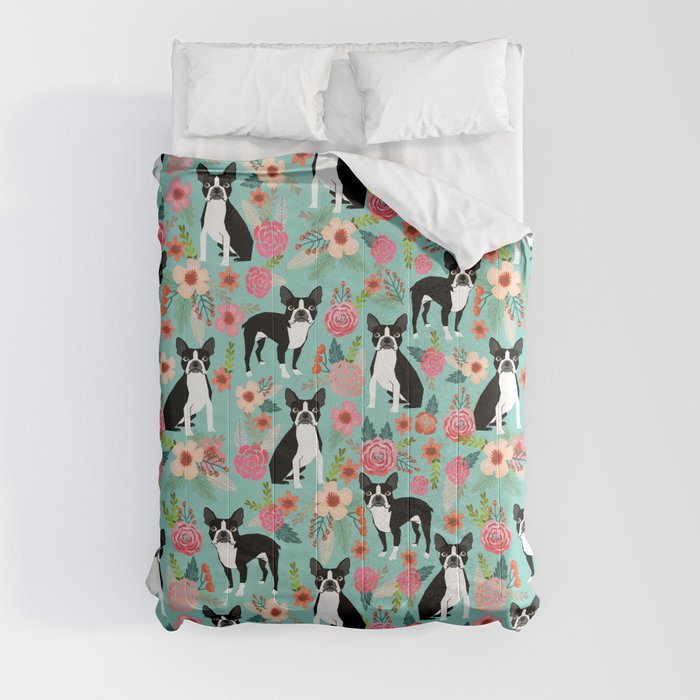 Boston Terrier floral dog breed pet art must have boston terriers