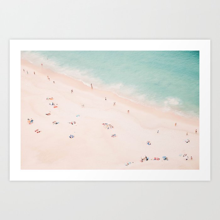 Aerial Beach Summer Bliss - Elegant Minimal Beach People - Ocean - Sea Photography by Ingrid Beddoes Art Print