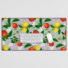 Summer, citrus, oranges, bees ,Mediterranean style ,lemon fruit pattern  Desk Mat