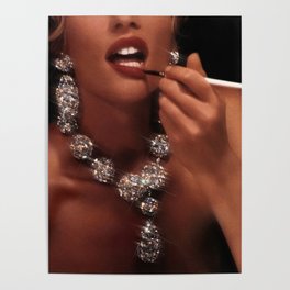 FINISH TOUCH | glitter collage art | sparkle diamonds | rich and fabulous | red lips | classic Poster