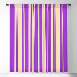 [ Thumbnail: Dark Orchid and Tan Colored Pattern of Stripes Blackout Curtain ]