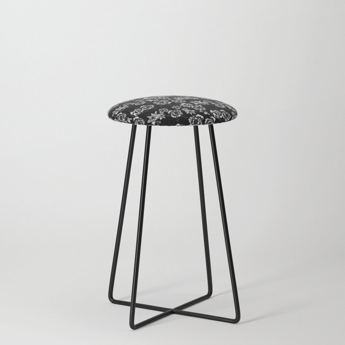 flowers in black_pt II Counter Stool