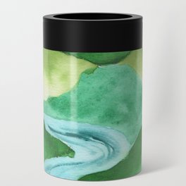 Watercolor Landscape - Mountains with river Can Cooler