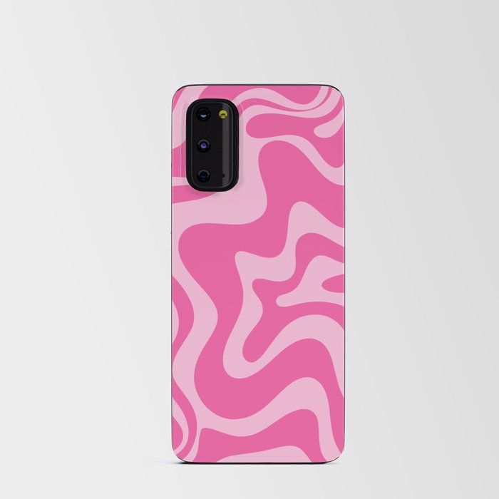 Retro Liquid Swirl Abstract Pattern in Y2K Pink on Pink Android Card Case