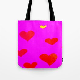 Red and Pink Falling Hearts Tote Bag