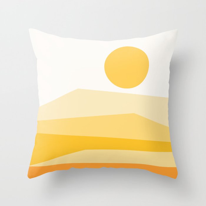 Abstract Landscape 09 Yellow Throw Pillow