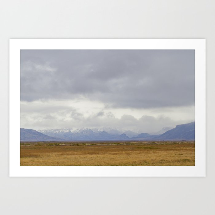 Watching Over Art Print | Photography, Digital, Iceland, Mountains, Field, Fog, Clouds, Photography