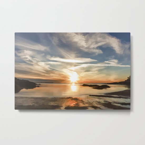 Plum Cove Beach Sunset Painting Metal Print