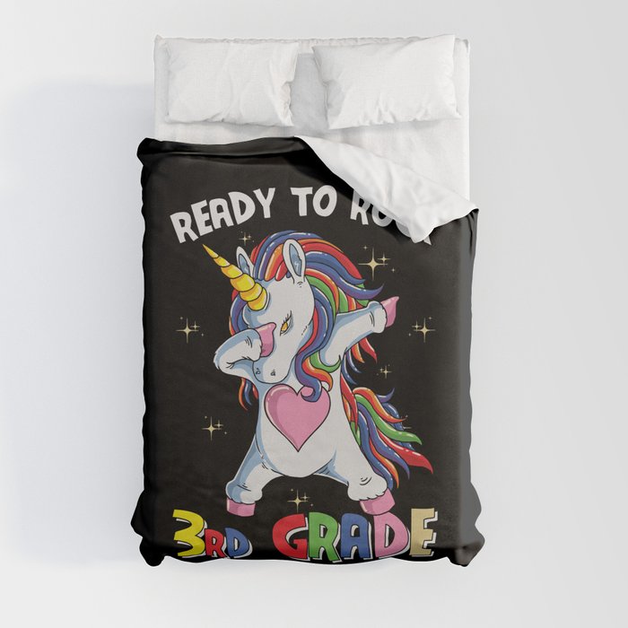 Ready To Rock 3rd Grade Dabbing Unicorn Duvet Cover