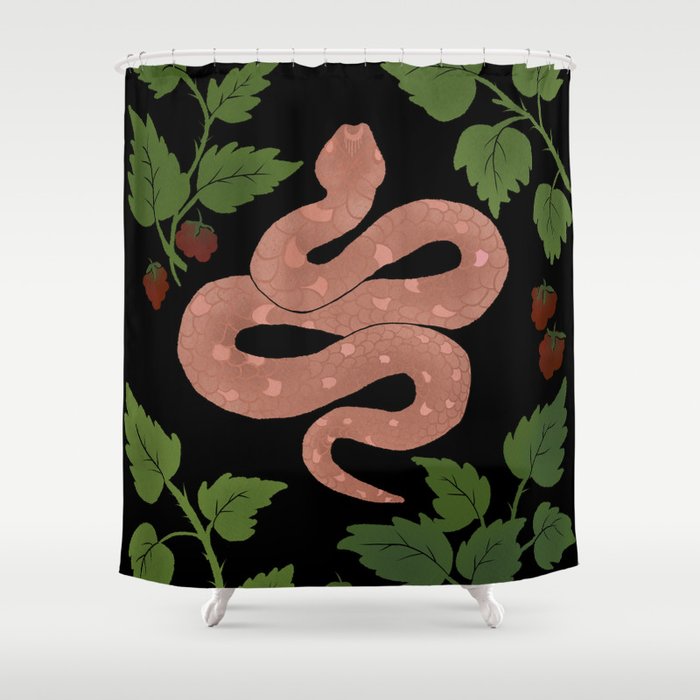 Snake Charm in Charcoal Rose Shower Curtain
