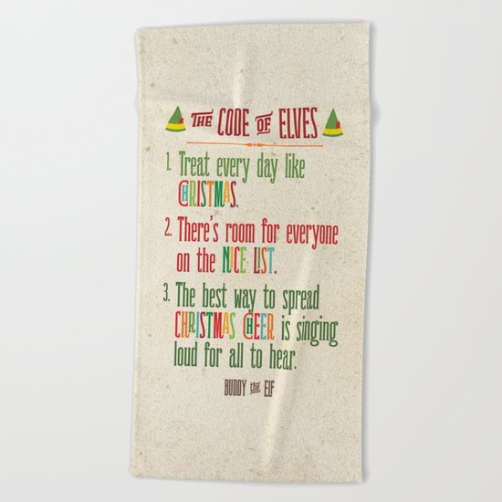 Buddy the Elf! The Code of Elves Beach Towel