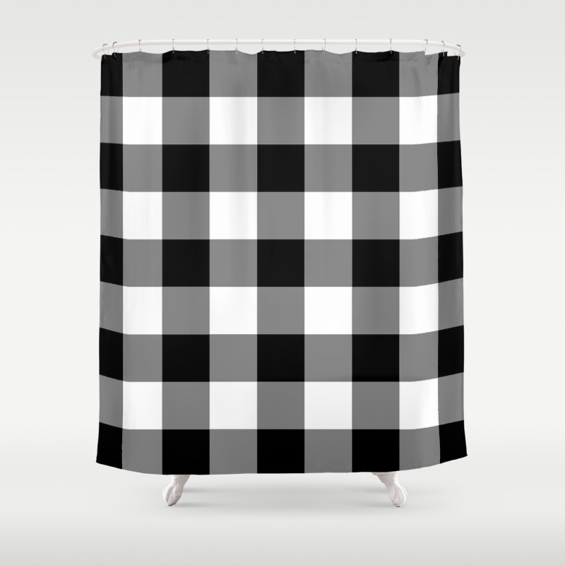 Black And White Buffalo Plaid Shower Curtain By Suttonplacedesigns