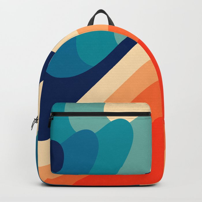 Retro 70s and 80s Abstract Art Mid-Century Waves  Backpack