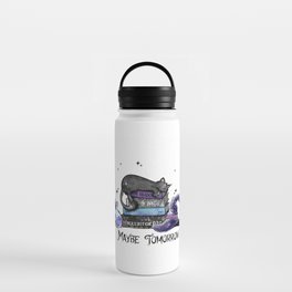 Cat with witch books halloween design Water Bottle