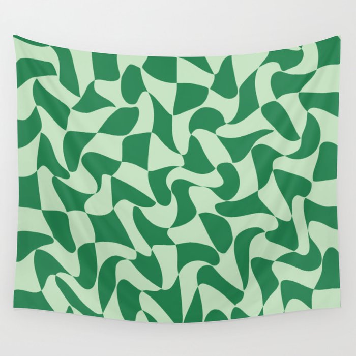 Wavy Check in Forest Green Wall Tapestry