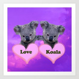 Koalas Love and Hearts Art Print