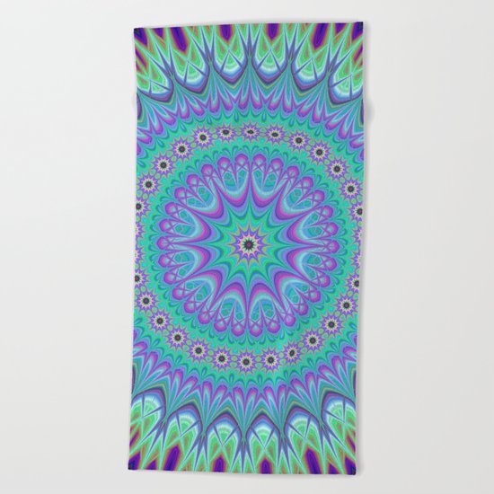 Explosive mandala ball Beach Towel