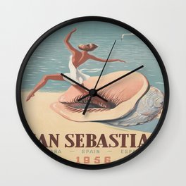 Vintage poster - San Sebastian Wall Clock | Cool, Tourism, Spain, Tourists, Espagne, Travel, Espana, Advertising, Seashell, Retro 
