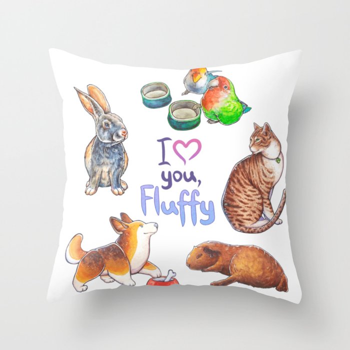 I love you, Fluffy Throw Pillow