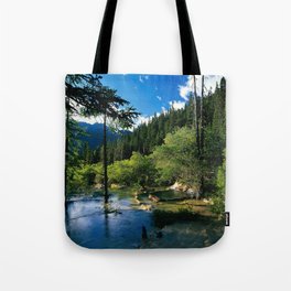 Mountain Forest Lake Tote Bag