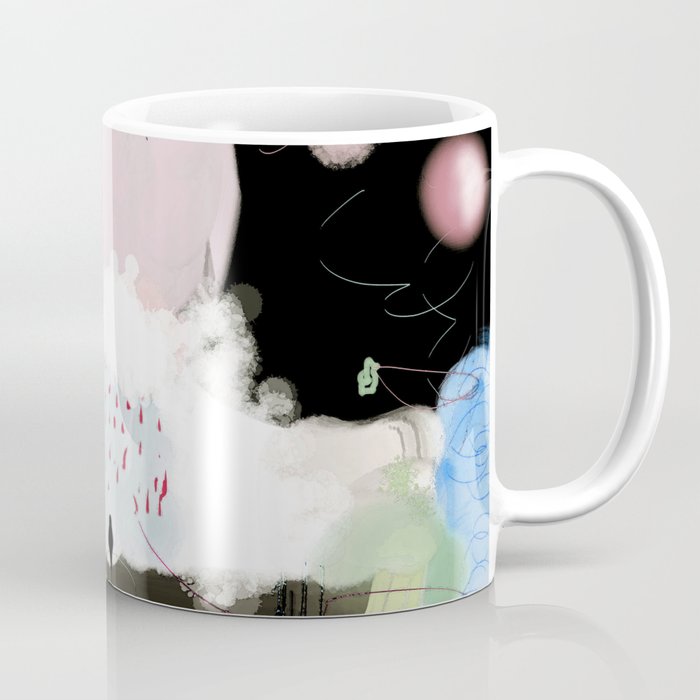 Peinture Tons Pastels Chat Oiseau Bulles Abstrait Moderne Coffee Mug By Imaregina