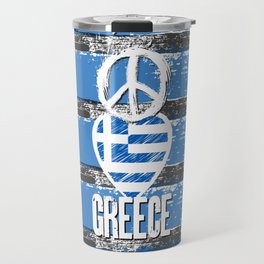 Peace, Love, Greece Travel Mug