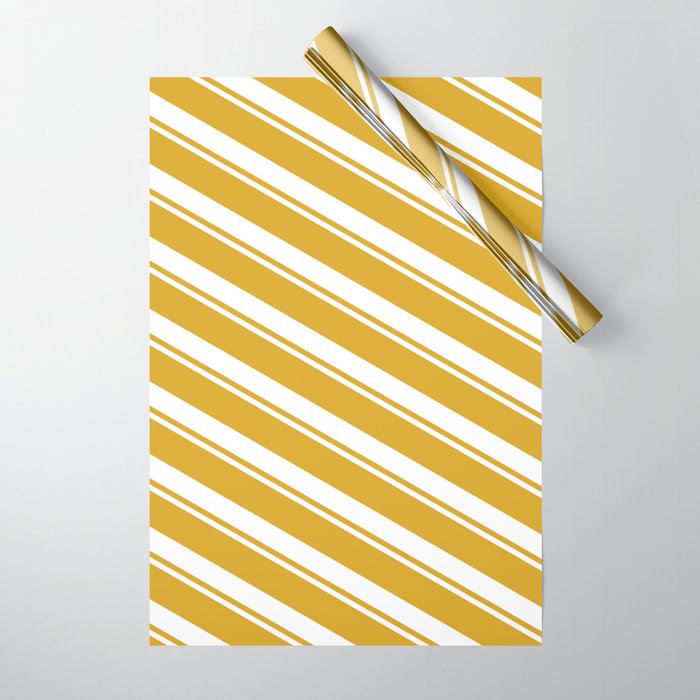 Goldenrod and White Colored Stripes Pattern Wrapping Paper