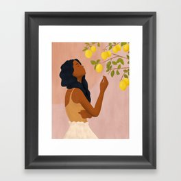 Girl and Her Lemons Framed Art Print