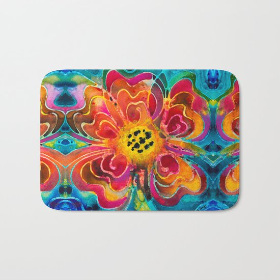 Summer Love Flower Art By Sharon Cummings Bath Mat