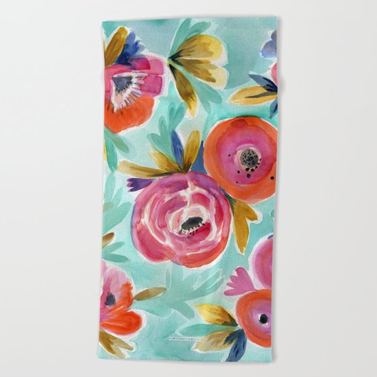 Rain Flower Beach Towel