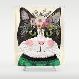 Cat with flower crown Shower Curtain