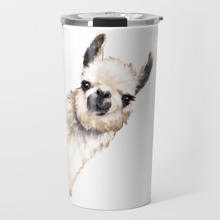 Sneaky Llama White Travel Mug