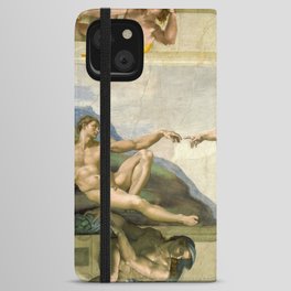 The Creation of Adam Michelangelo Original Fresco Painting iPhone Wallet Case