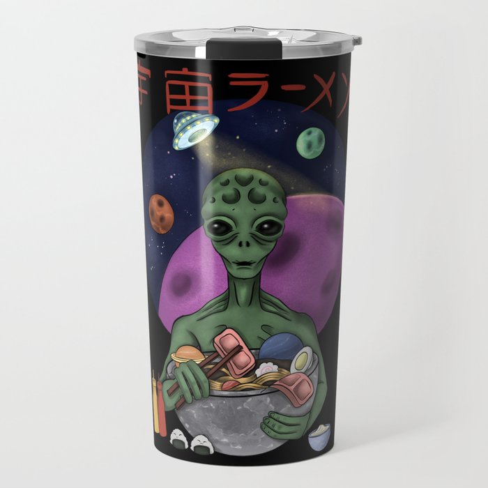 Alien eating Ramen Travel Mug