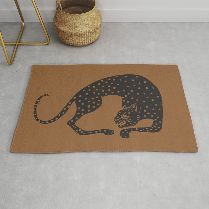 Blockprint Cheetah Rug
